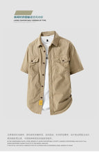 Load image into Gallery viewer, Workwear shirt for men summer loose and casual short-sleeved men American retro lapel coat trendy brand outdoor wear
