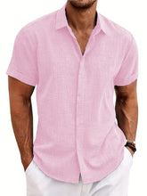 Load image into Gallery viewer, Mens Golf Shirts for Men Summer Beach Loose Shirt Button Down Short Sleeve Blouses Solid Print Casual Linen Shirts Streetwear

