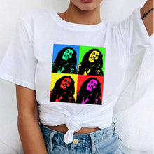 Load image into Gallery viewer, Women's Fashion T-Shirts Bob Marley Printed Casual Round Neck Graphic Tee Cute Short Sleeve T-shirts Summer Tops Harajuku Shirt

