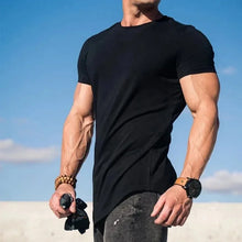 Load image into Gallery viewer, Muscle Fitness T-shirt Summer Men's Athleisure Workout short sleeve T-shirt High Quality cotton Men T-shirt Gym Sport Shirt Tops
