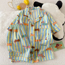 Load image into Gallery viewer, Star Striped Dog Print Kawaii Pajamas for Women Y2K Fashion Lapel Neck Women's Pajamas Summer New Sweet Cute Home Wear Woman
