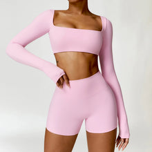 Load image into Gallery viewer, Summer 2PCS Yoga Suit Sports Set Women Quick-Dry Gym Set Women Tracksuit Running Workout Long Sleeve Sports Shirt Yoga Clothing
