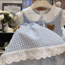 Load image into Gallery viewer, Blue Plaid Korean Girls Dress
