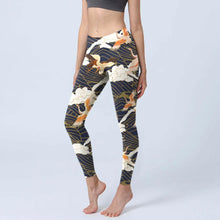 Load image into Gallery viewer, High Waist Yoga Leggings Japanese Style Cherry Blossom Botanical Print Soft Tights Women Fitness Gym Yoga Running Sports Wear
