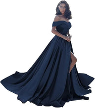 Load image into Gallery viewer, Simple Off Shoulder Satin Evening Gown
