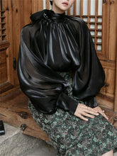 Load image into Gallery viewer, Elegant Chiffon Lantern Sleeve Blouse
