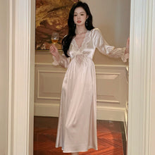 Load image into Gallery viewer, Female Long Nightdress Retro French Court Style Princess Nightgown Sleepwear Spring Summer Loose Rayon Home Clothes Lounge Wear
