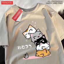 Load image into Gallery viewer, Cute Stacked Cats Sleeping Don'T See The Mouse Men Women T Shirts Oversized Loose T-Shirts Summer Cotton O-Neck Short Sleeve
