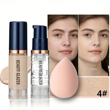 Load image into Gallery viewer, BEAUTY GLAZED 3Pcs Face Makeup Set, Matte Long Lasting Waterproof Liquid Foundation+Primer+Puff
