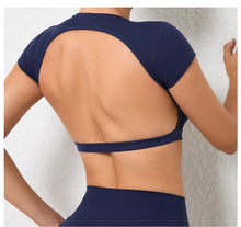Load image into Gallery viewer, Sports Muscle Back Tee Without Padded Women Backless Sports Shirts Workout Gym Training Yoga T-Shirt Outdoor Open Back Tops
