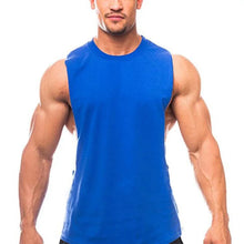 Load image into Gallery viewer, Gym Clothing Men Sides Cut Off T-shirts Dropped Armholes Tank Tops Workout Fitness Sleeveless Vest Outdoor Jogging Undershirt
