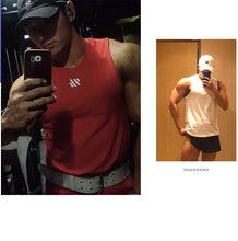 Load image into Gallery viewer, Mens Workout Tank Tops Mash Fabric Quick Dry Muscle Sleeveless Shirts Cut Off Slim Fit  Bodybuilding Gym Tees Singlet
