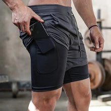 Load image into Gallery viewer, Camo Running Shorts Men Gym Sports Shorts 2 In 1 Quick Dry Workout Training Gym Fitness Jogging Short Pants Summer Men Shorts
