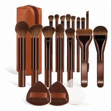 Load image into Gallery viewer, Makeup Brush Set - 18pcs High-Value Multi-Functional - Including 15 Makeup Brushes + 2 Powder Puffs + Makeup Bag - Travel-Friend
