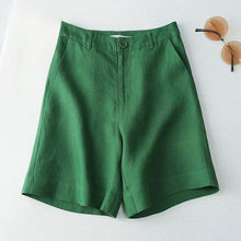 Load image into Gallery viewer, Women's Shorts Linen Half Knee Length Mid Wide Female Short Pants Bermuda Offer Aesthetic Hot Streetwear Korean Style For Summer
