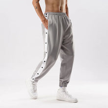 Load image into Gallery viewer, Men Jogger Pants Contrast Color Sides Buttons Stretch Workout Long Trousers Casual Sports Sweatpants Streetwear
