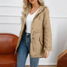 Load image into Gallery viewer, Women's Hooded Trench Coat Spring Autumn Fitted Solid Color Jacket for Daily Outdoor Camping Hiking
