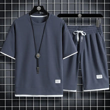 Load image into Gallery viewer, Trendy Suits for men Men's Summer Shorts Set Gym Outfit Student Short Sleeve Tee 2 Piece Set Tracksuits Men Casual Men Clothing
