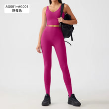 Load image into Gallery viewer, Women's Workout Set: Shock-Absorbing, Pushing-Up, Side-Bust-Control Sports Bra with High-Waisted Peach-Butt Yoga Top
