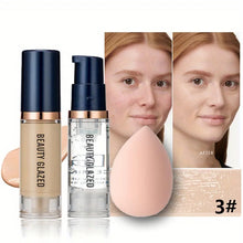 Load image into Gallery viewer, BEAUTY GLAZED 3Pcs Face Makeup Set, Matte Long Lasting Waterproof Liquid Foundation+Primer+Puff
