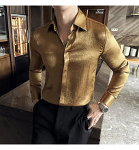 Load image into Gallery viewer, Glossy Slim Fit Men’s Dress Shirt
