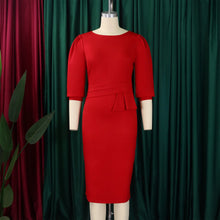 Load image into Gallery viewer, Elegant O-Neck Sheath Midi Dress
