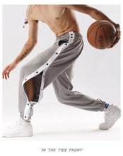 Load image into Gallery viewer, Men Jogger Pants Contrast Color Sides Buttons Stretch Workout Long Trousers Casual Sports Sweatpants Streetwear
