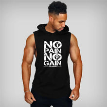 Load image into Gallery viewer, Men’s Fitness Workout Sportswear Tops Bodybuilding Hooded Tank Top Cotton Printed Sleeveless T-shirts Casual Hip Hop Undershirt
