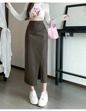Load image into Gallery viewer, Classic Front Split Leather Skirt
