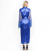 Load image into Gallery viewer, Womens Nightdress Sexy Long Lace Lingerie  Nightwear Bath Robe Gown Imitation Ice Silk Nightdress Solid Color Nightgown
