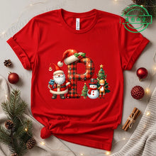 Load image into Gallery viewer, Festive Alphabet Holiday Casual Tee
