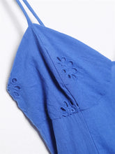 Load image into Gallery viewer, Women Fashion With Ruffled Cutwork Embroidery Mini Dress Vintage Backless Elastic Thin Straps Female Dresses Vestidos
