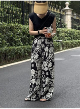 Load image into Gallery viewer, Wide-leg Pants for Women Summer Thin Printed New Style Drawstring Elastic Loose Straight Casual
