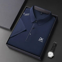 Load image into Gallery viewer, Men's Business Casual Short Sleeve Polo Shirt Solid Color with Badge Fashionable Breathable Comfortable Versatile Business Top
