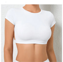 Load image into Gallery viewer, Sports Muscle Back Tee Without Padded Women Backless Sports Shirts Workout Gym Training Yoga T-Shirt Outdoor Open Back Tops
