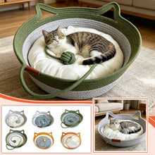 Load image into Gallery viewer, Pet Cat Bed Round Hand Woven Rattan Wear-resistant Cat Bed Summer Pet Bed Indoor Sleeping House Pet Products Accessories
