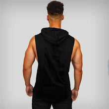Load image into Gallery viewer, Men’s Fitness Workout Sportswear Tops Bodybuilding Hooded Tank Top Cotton Printed Sleeveless T-shirts Casual Hip Hop Undershirt
