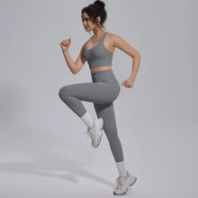Load image into Gallery viewer, New Yoga Set for Woman Summer Gym Sports Running Bra Top Breathable Peach Buttocks Women Leggings Solid Color Yoga Set
