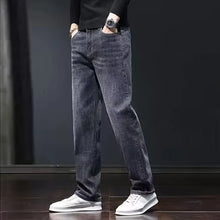 Load image into Gallery viewer, 2025 New Men Fashion Loose Straight Elasticity Jeans Male Wear-resistant Slim Fit Denim Pants Smart Casual Dark Gray Trousers
