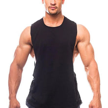 Load image into Gallery viewer, Gym Clothing Men Sides Cut Off T-shirts Dropped Armholes Tank Tops Workout Fitness Sleeveless Vest Outdoor Jogging Undershirt
