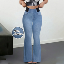 Load image into Gallery viewer, Women's Imitation Denim Flared Jeans, High Waist Stretchy Leggings Booty Lifting Casual Pants Trousers for Casual Streetwear
