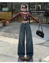 Load image into Gallery viewer, High Waisted Wide Leg Jeans Women Cotton Retro Denim Y2k Loose Fashion Design Sense Pant Streetwear Baggy Straight Trouser Woman
