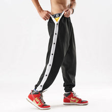Load image into Gallery viewer, Men Jogger Pants Contrast Color Sides Buttons Stretch Workout Long Trousers Casual Sports Sweatpants Streetwear
