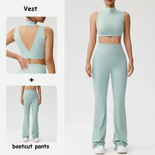 Load image into Gallery viewer, Women Yoga Sets Shockproof Bras&amp;High Waist Hip-lifting Flared Pants Running Workout Pilate Suit Gym Training Clothing Sportswear
