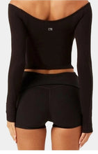 Load image into Gallery viewer, C-B Women's Yoga Set: Long-sleeved V-neck T-shirt &amp; High-waisted Cuffed Shorts &amp; Leggings, Suitable for Gym Workouts.
