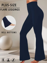 Load image into Gallery viewer, Plus Size Ladies High-Rise Flared Leggings for Yoga and Workout Features Tummy Control and a Stylish Bell-Bottom Design in Sizes
