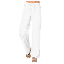 Load image into Gallery viewer, Women Pants Fashion Linen Cotton Solid Elastic Waist Trousers Female Plus Size Ankle-length Trousers Summer Casual Pants
