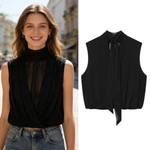 Load image into Gallery viewer, Women's Top 2026 New Spring Summer Fashion Black Sleeveless Pleated Top for Women Casaul Chic Women Top
