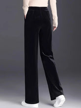 Load image into Gallery viewer, Women's pants with many reviews flared pants ice silk pants wide leg pants, high waisted blue loose straight leg pants 6XL
