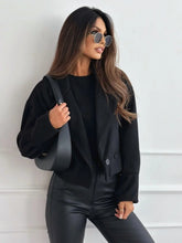 Load image into Gallery viewer, Women's Double Breasted Short Wool Coat Casual Lapel Collar Cropped Jacket For Autumn Winter Daily Wear
